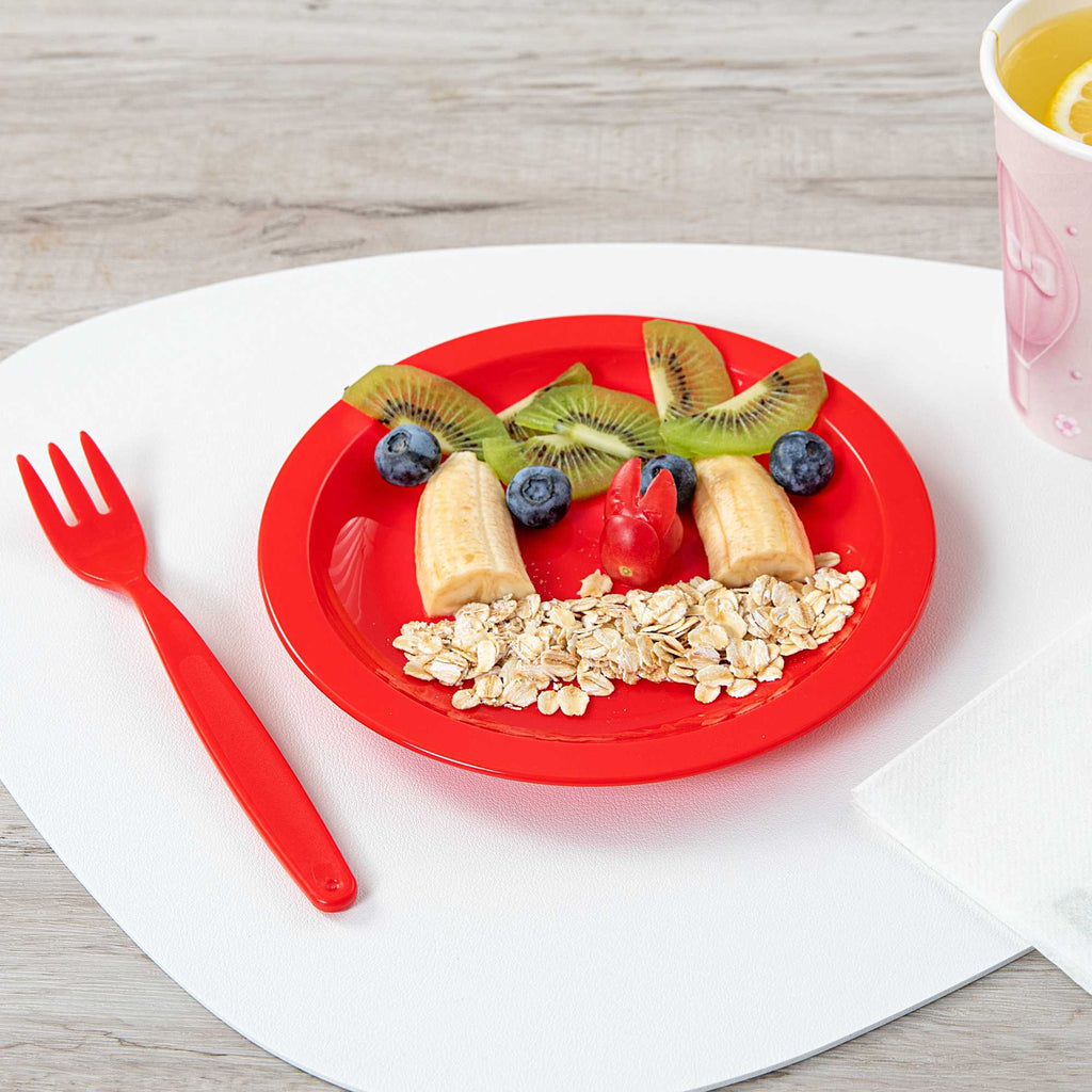 RW Kids Round Red Plastic Plate - 6 3/4" x 6 3/4" - 10 count box