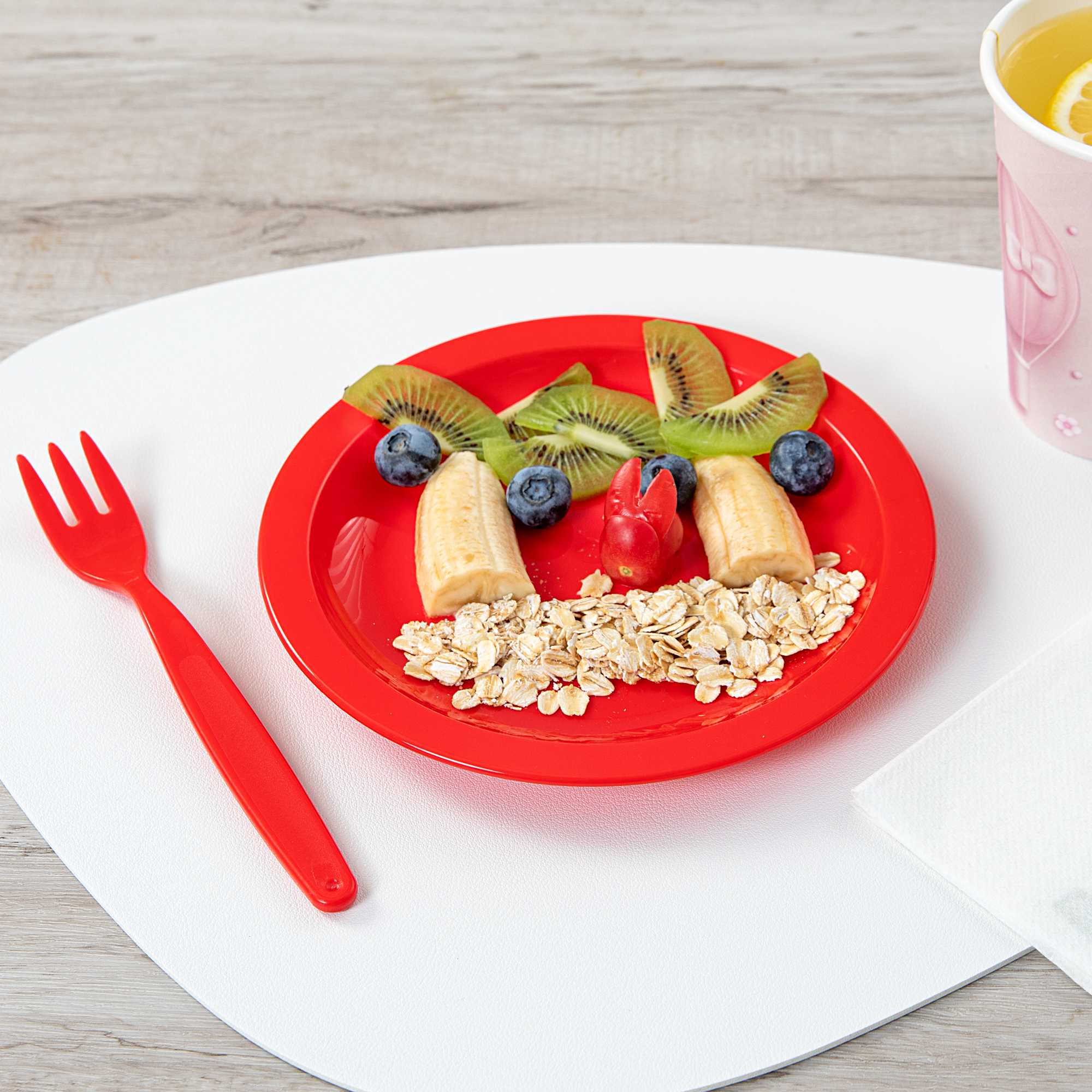 RW Kids Round Red Plastic Plate - 6 3/4" x 6 3/4" - 10 count box