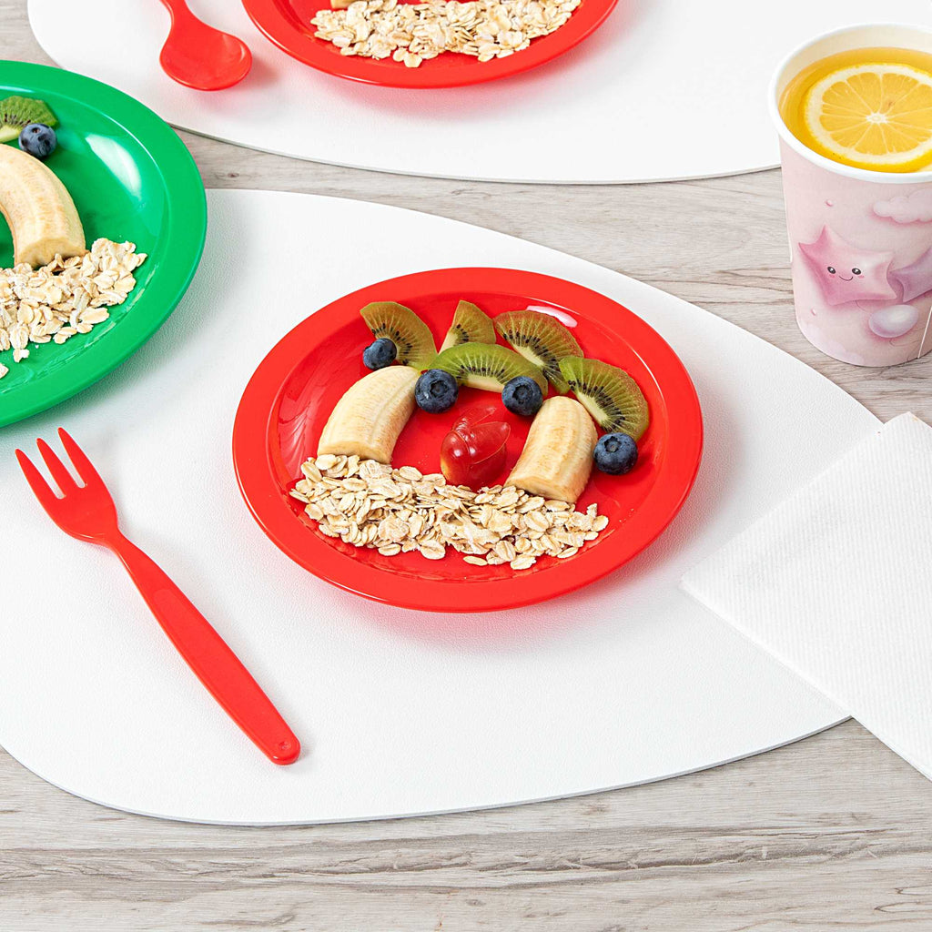 RW Kids Round Red Plastic Plate - 6 3/4" x 6 3/4" - 10 count box