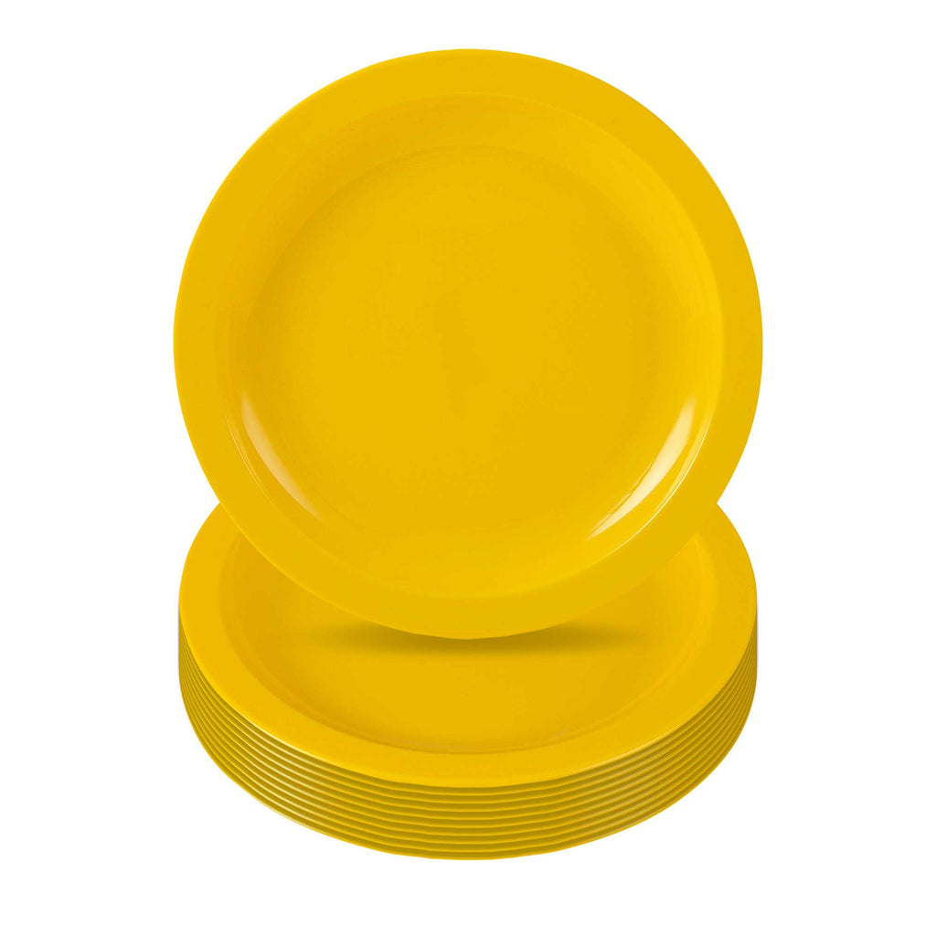 RW Kids Round Yellow Plastic Plate - 6 3/4" x 6 3/4" - 10 count box
