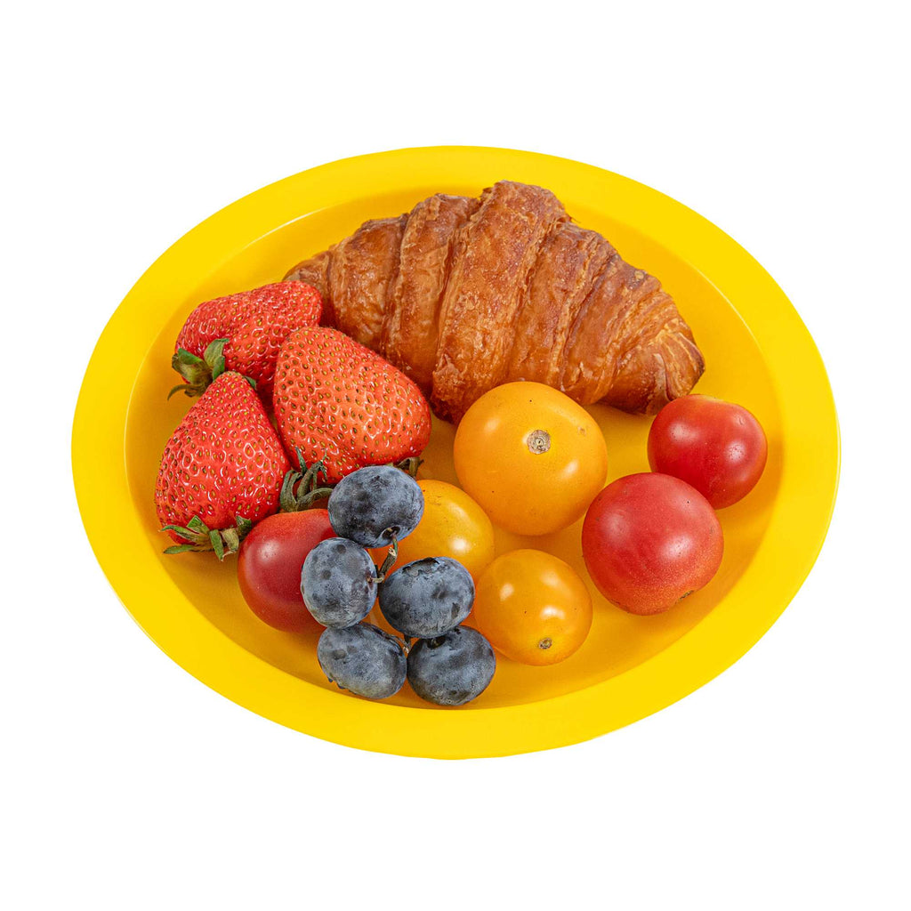 RW Kids Round Yellow Plastic Plate - 6 3/4" x 6 3/4" - 10 count box