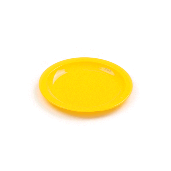 RW Kids Round Yellow Plastic Plate - 6 3/4" x 6 3/4" - 10 count box