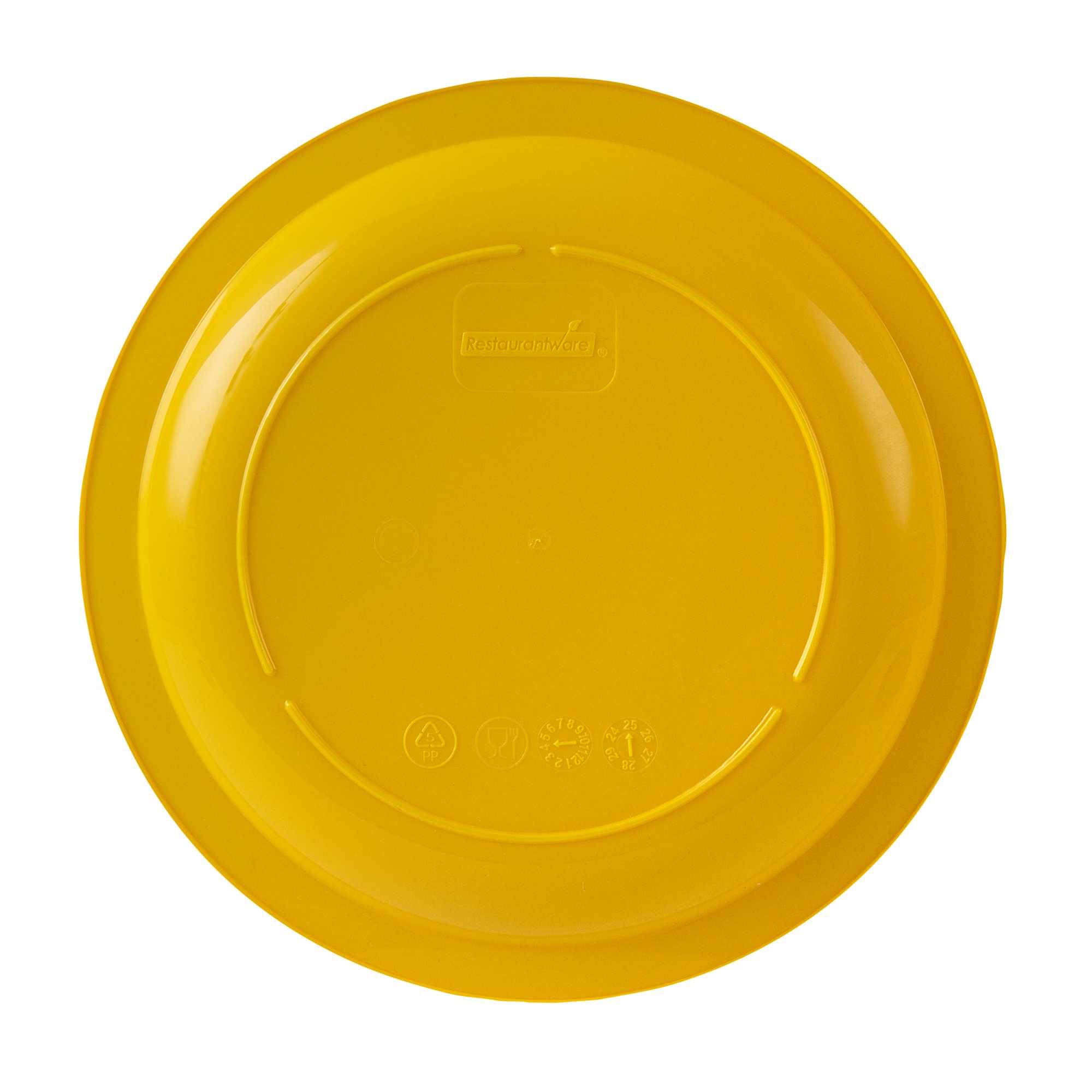 RW Kids Round Yellow Plastic Plate - 6 3/4" x 6 3/4" - 10 count box