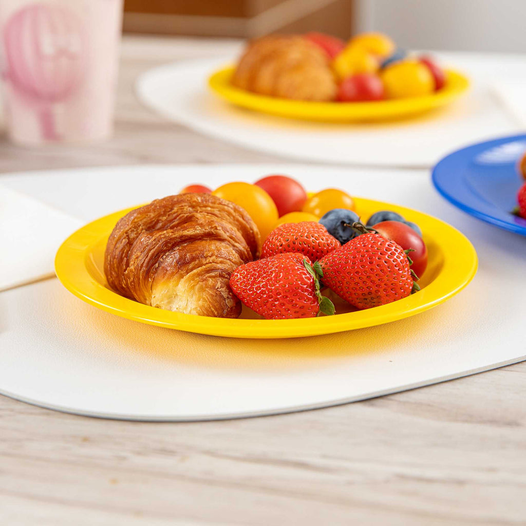 RW Kids Round Yellow Plastic Plate - 6 3/4" x 6 3/4" - 10 count box