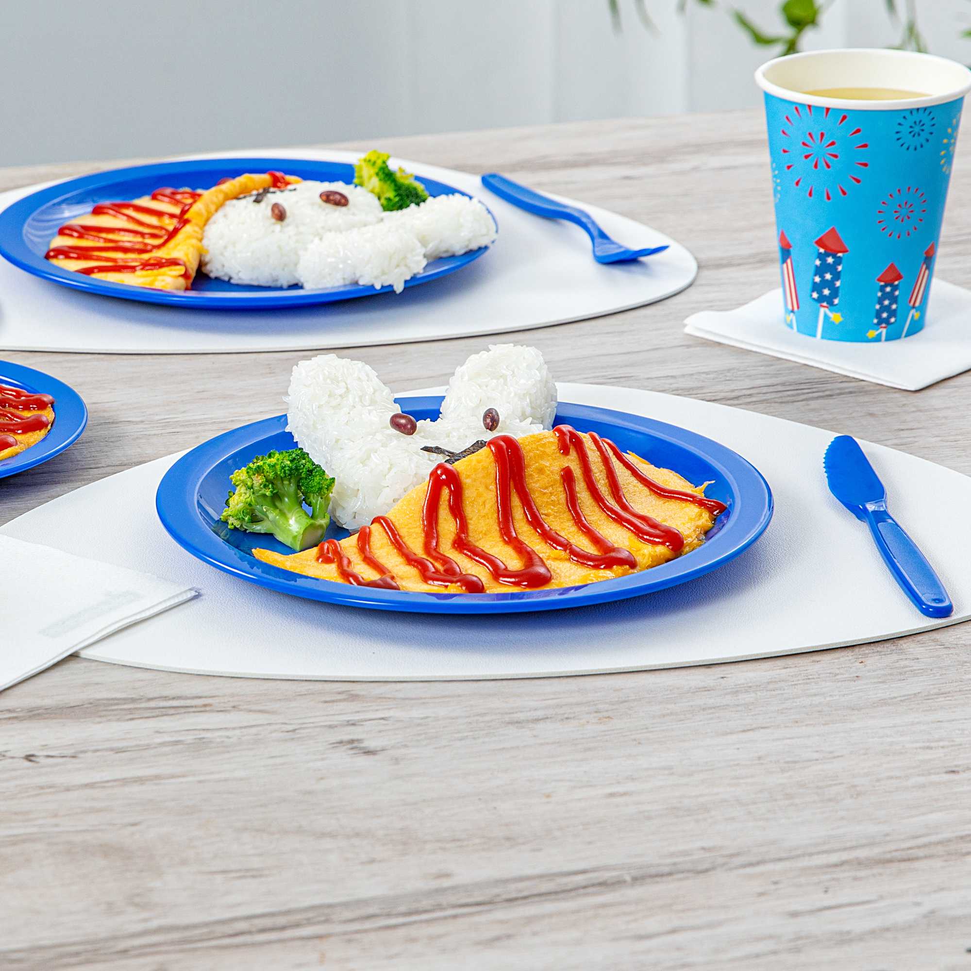 RW Kids Round Blue Plastic Plate - 9" x 9" - 10 count box