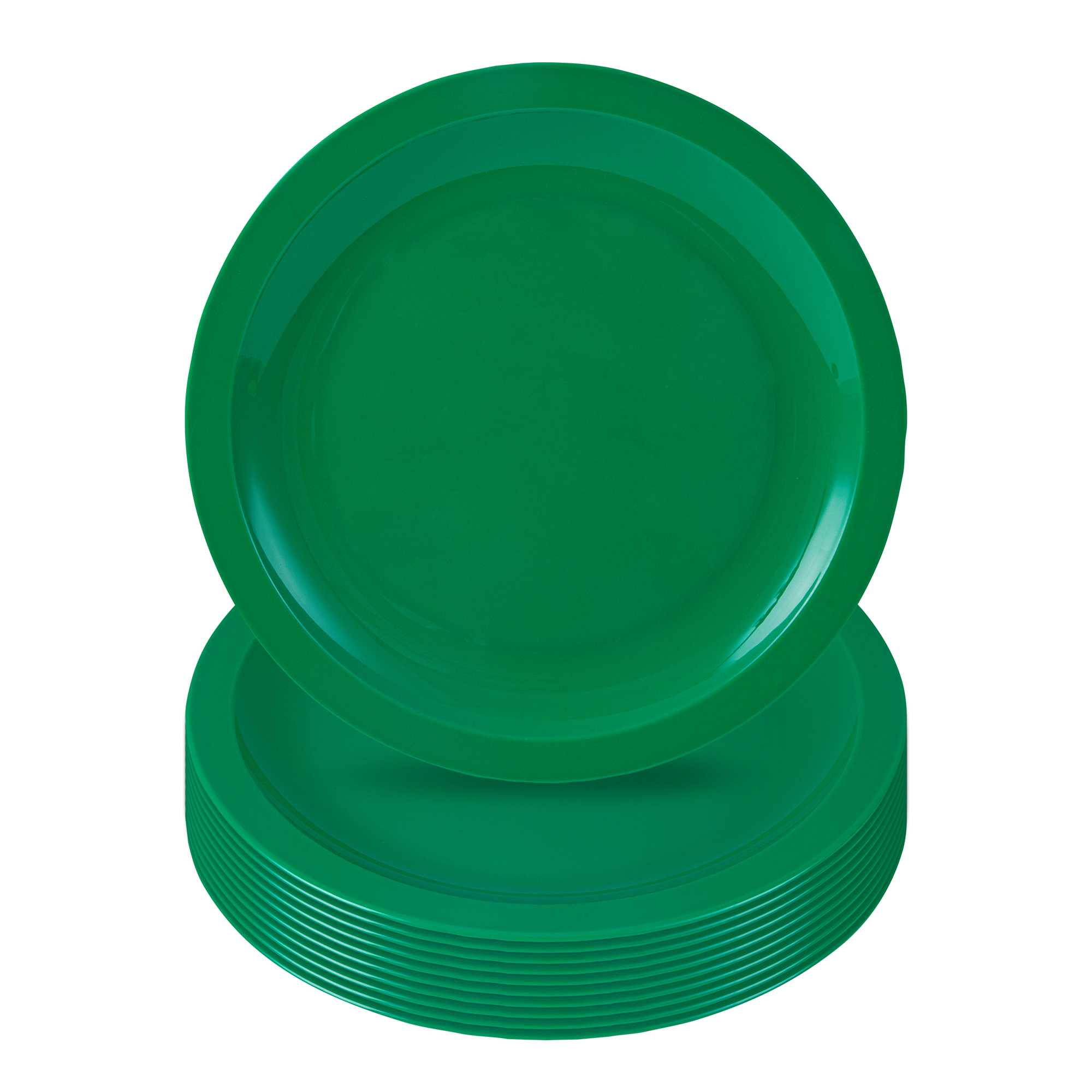 RW Kids Round Green Plastic Plate - 9" x 9" - 10 count box