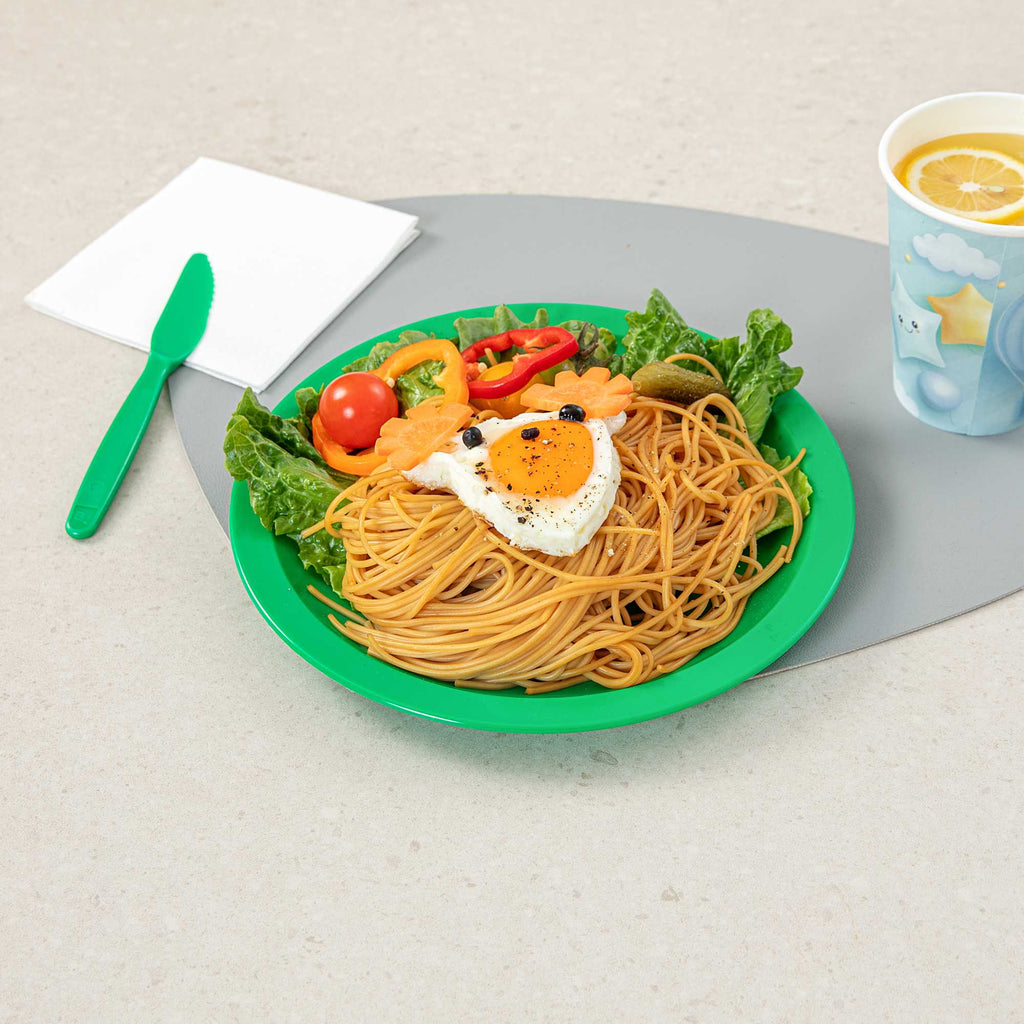 RW Kids Round Green Plastic Plate - 9" x 9" - 10 count box