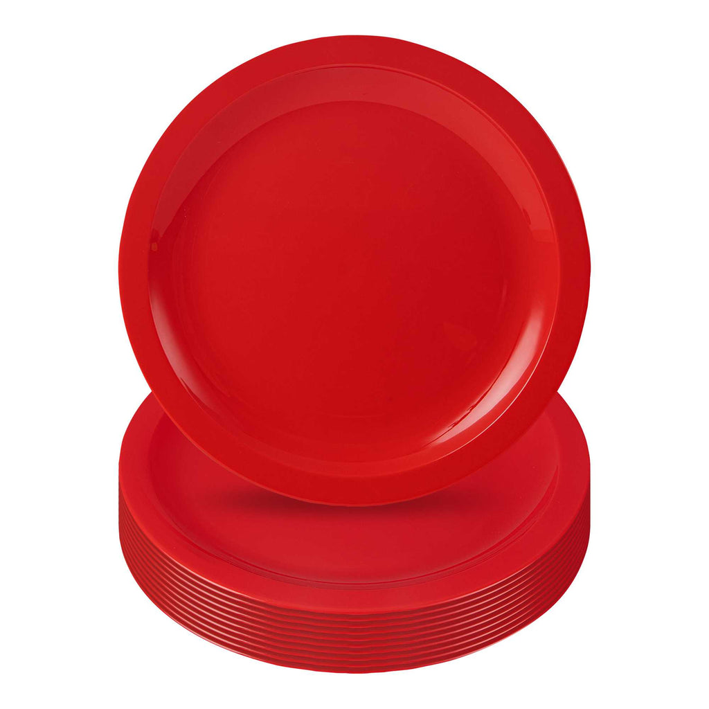 RW Kids Round Red Plastic Plate - 9" x 9" - 10 count box