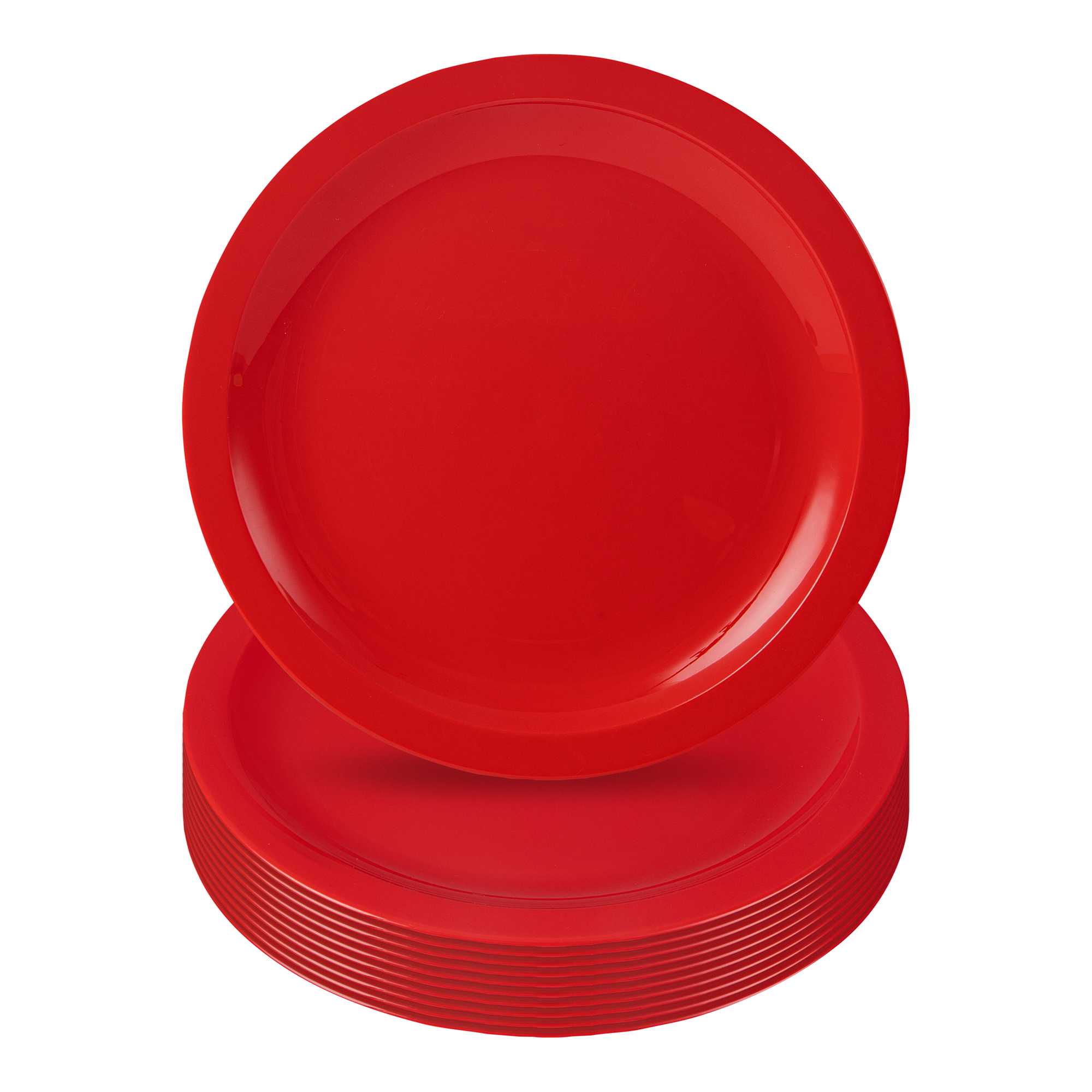 RW Kids Round Red Plastic Plate - 9" x 9" - 10 count box