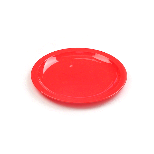 RW Kids Round Red Plastic Plate - 9" x 9" - 10 count box