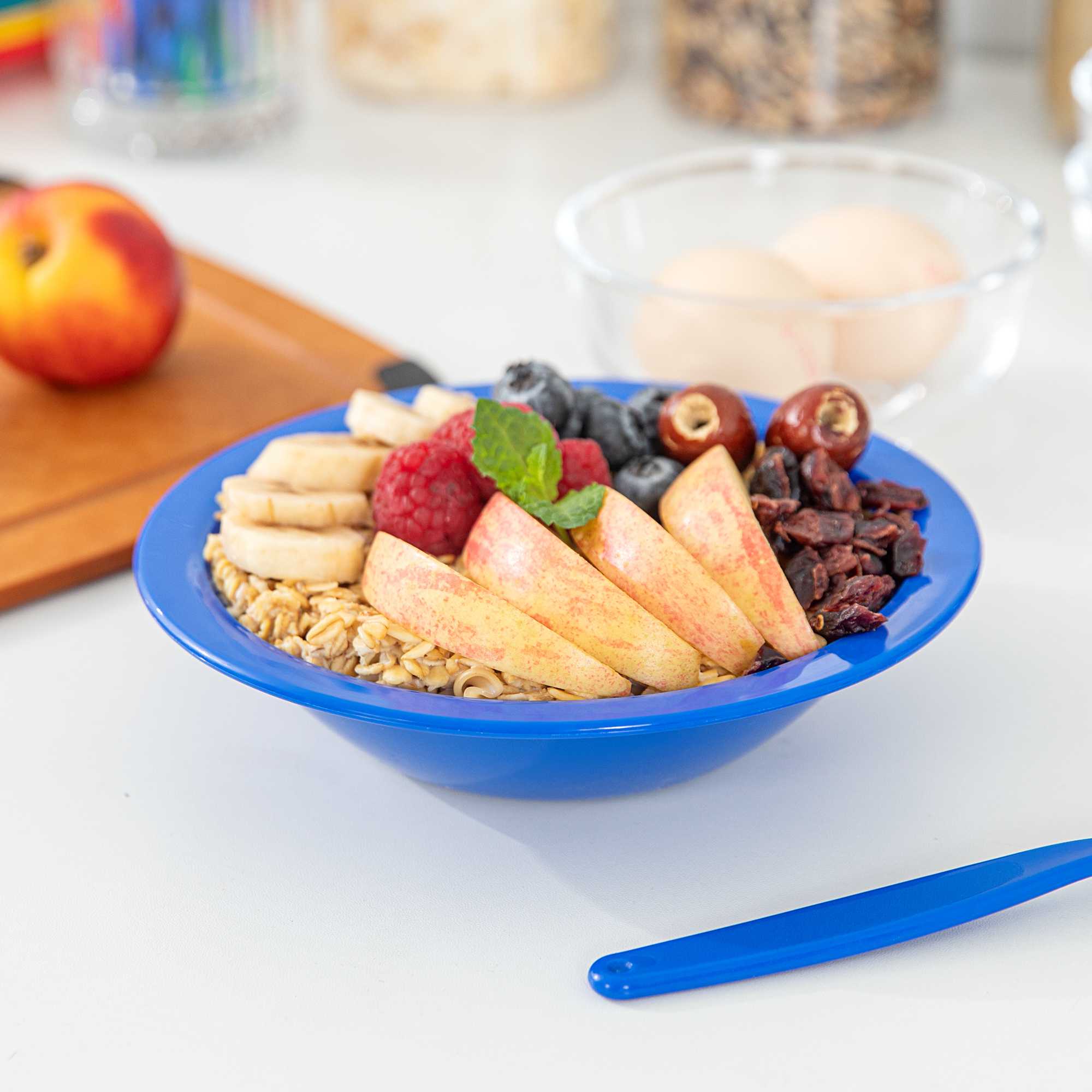 RW Kids 14 oz Round Blue Plastic Bowl - 6 3/4" x 6 3/4" x 4 1/4" - 10 count box