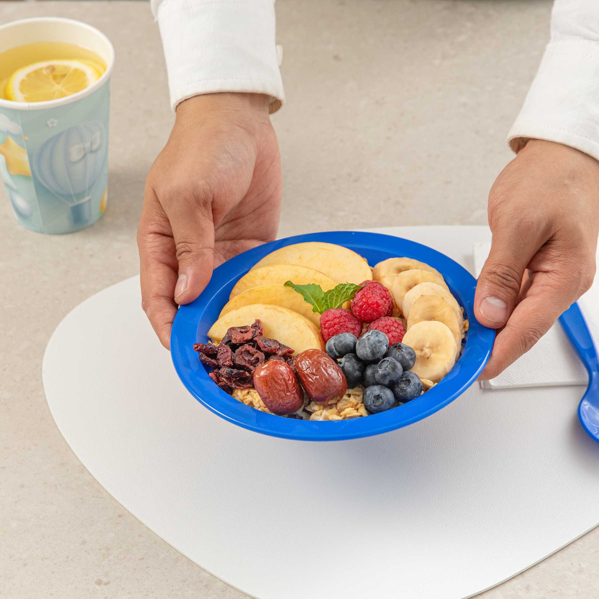 RW Kids 14 oz Round Blue Plastic Bowl - 6 3/4" x 6 3/4" x 4 1/4" - 10 count box