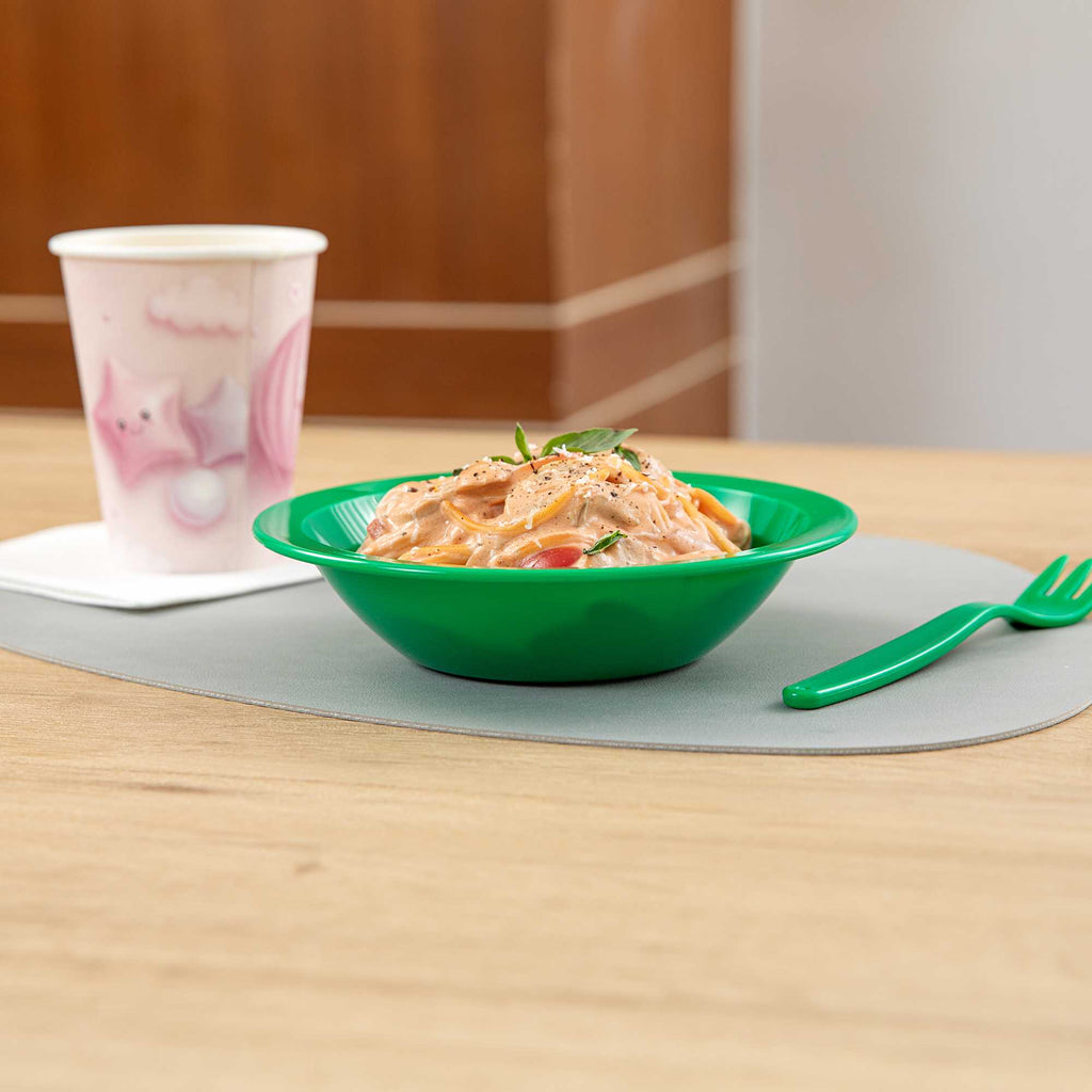RW Kids 14 oz Round Green Plastic Bowl - 6 3/4" x 6 3/4" x 4 1/4" - 10 count box