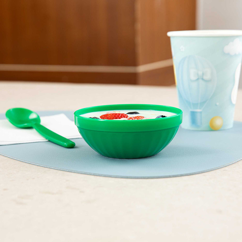 RW Kids 7 oz Round Green Plastic Bowl - 4" x 4" x 7" - 10 count box