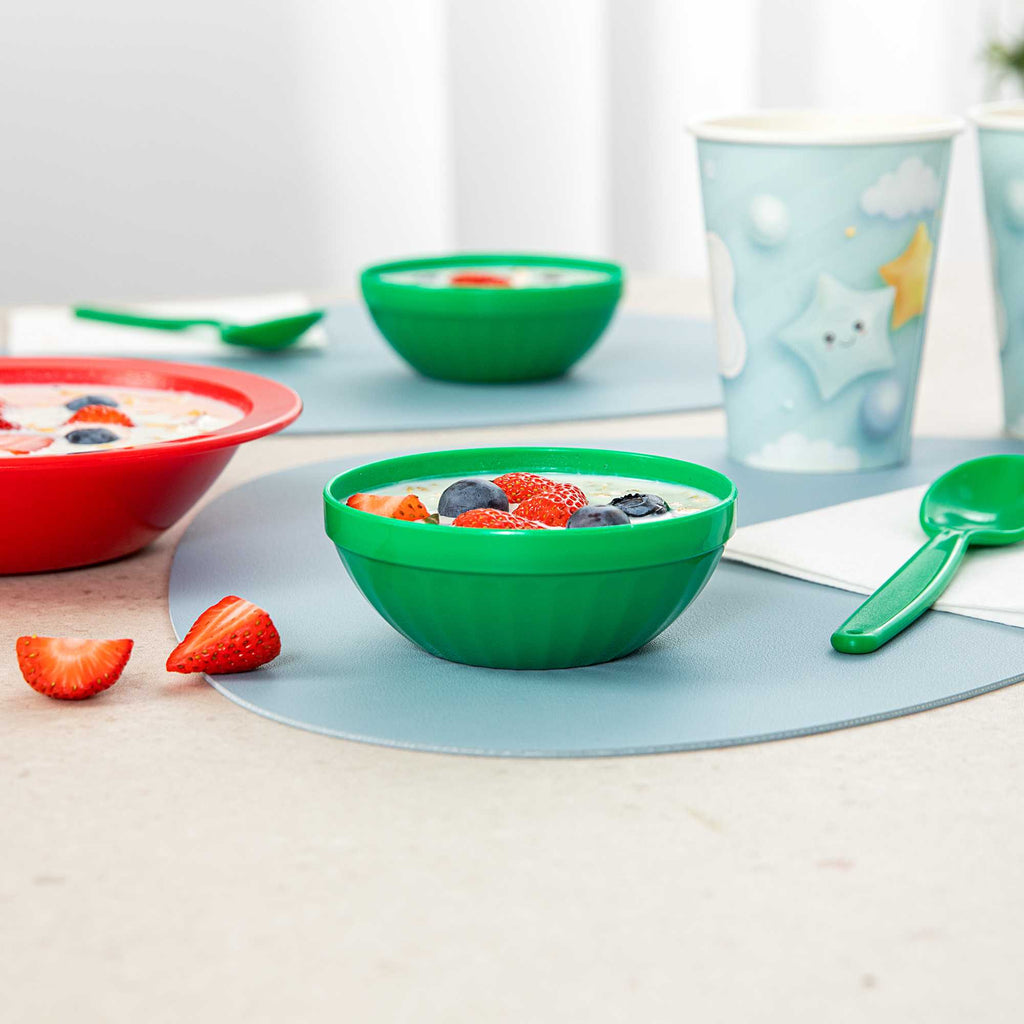 RW Kids 7 oz Round Green Plastic Bowl - 4" x 4" x 7" - 10 count box