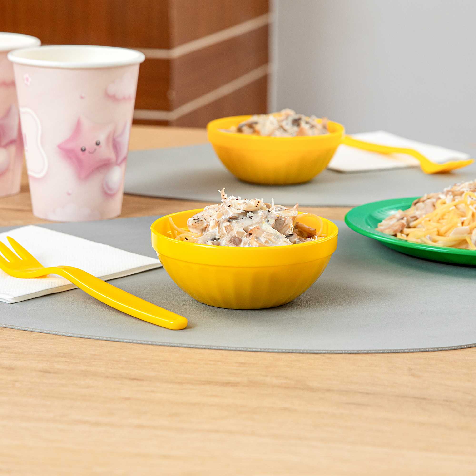 RW Kids 7 oz Round Yellow Plastic Bowl - 4" x 4" x 7" - 10 count box