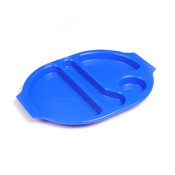 RW Kids Blue Plastic Lunch Tray - 4 Compartments - 14 3/4" x 11" x 1" - 10 count box