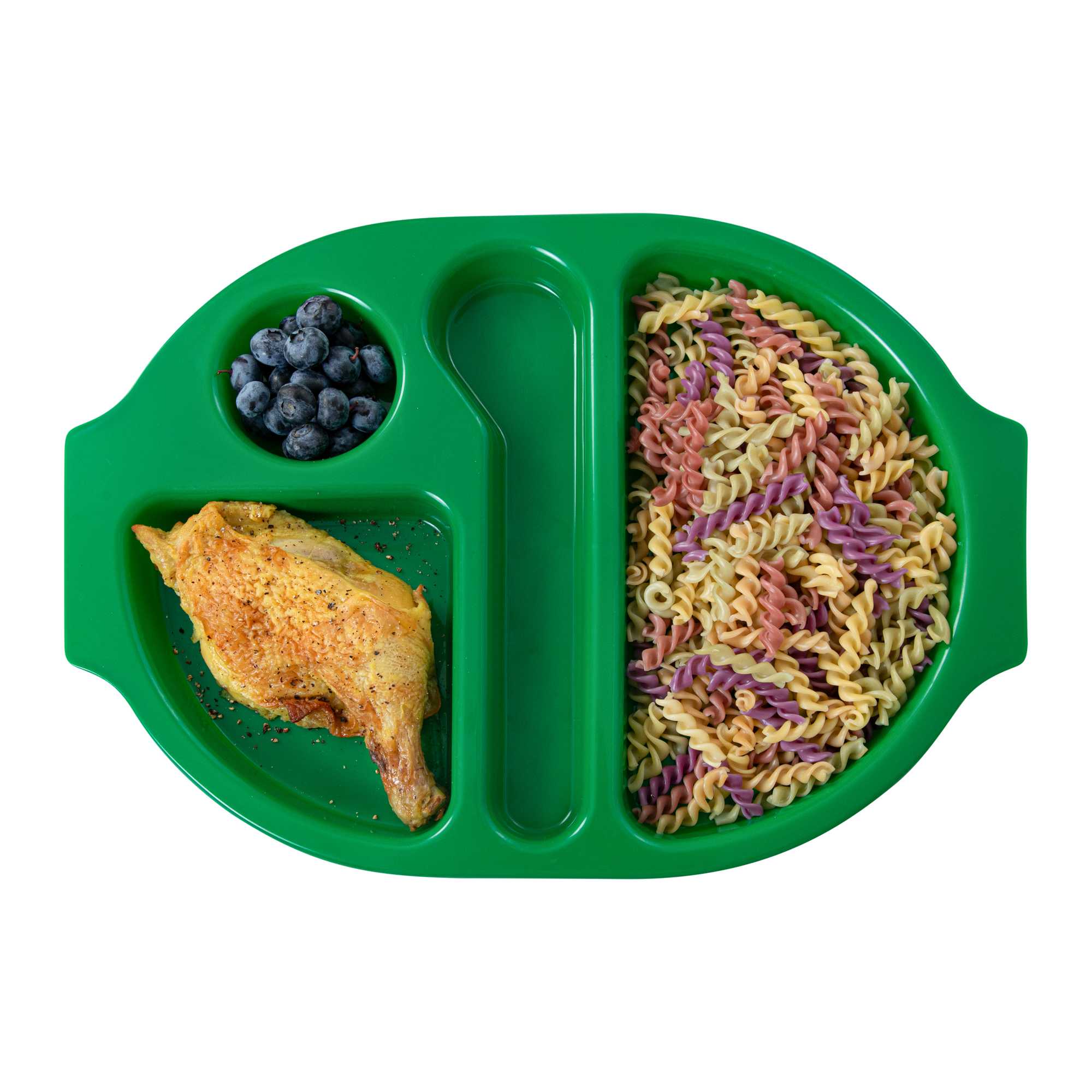 RW Kids Green Plastic Lunch Tray - 4 Compartments - 14 3/4" x 11" x 1" - 10 count box
