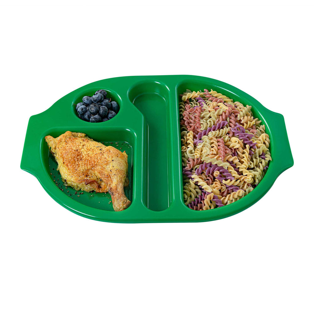 RW Kids Green Plastic Lunch Tray - 4 Compartments - 14 3/4" x 11" x 1" - 10 count box