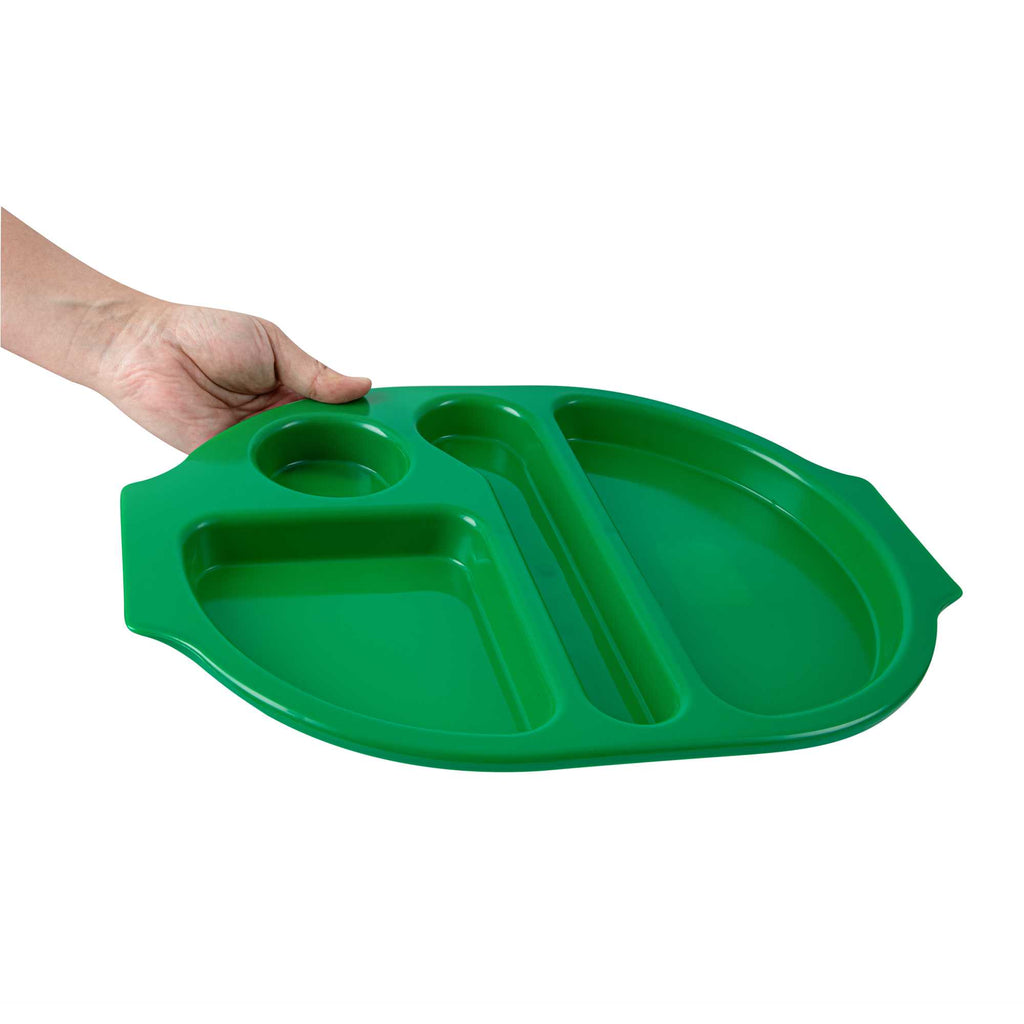 RW Kids Green Plastic Lunch Tray - 4 Compartments - 14 3/4" x 11" x 1" - 10 count box