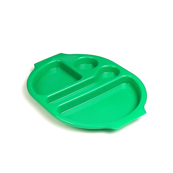 RW Kids Green Plastic Lunch Tray - 4 Compartments - 14 3/4" x 11" x 1" - 10 count box