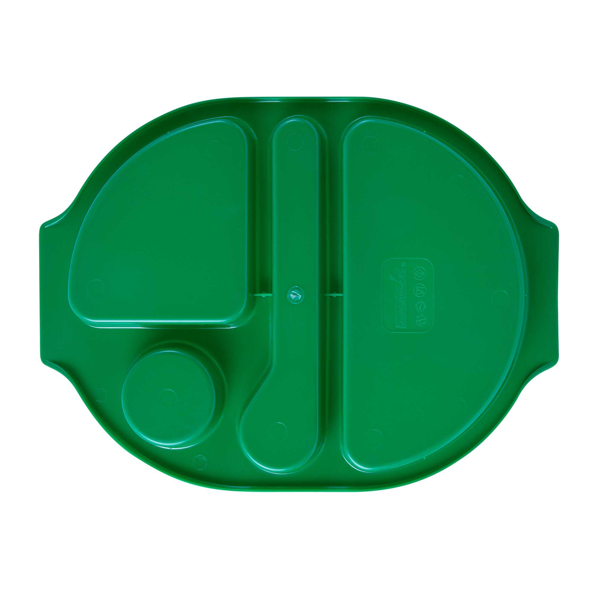 RW Kids Green Plastic Lunch Tray - 4 Compartments - 14 3/4" x 11" x 1" - 10 count box