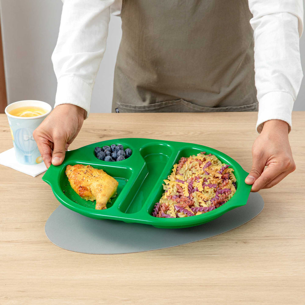RW Kids Green Plastic Lunch Tray - 4 Compartments - 14 3/4" x 11" x 1" - 10 count box