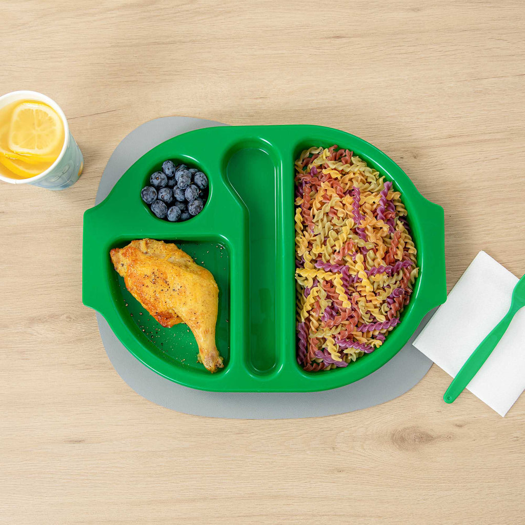 RW Kids Green Plastic Lunch Tray - 4 Compartments - 14 3/4" x 11" x 1" - 10 count box