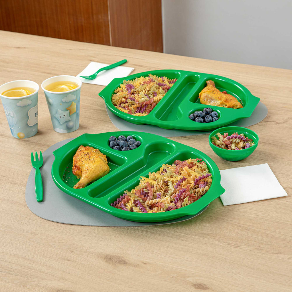 RW Kids Green Plastic Lunch Tray - 4 Compartments - 14 3/4" x 11" x 1" - 10 count box