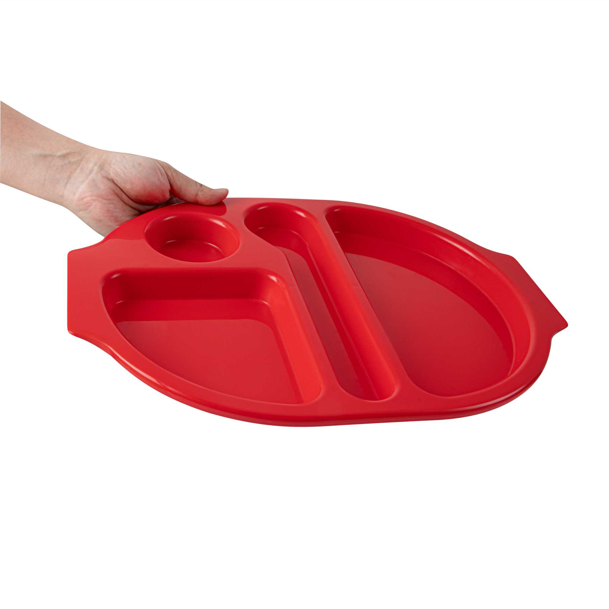 RW Kids Red Plastic Lunch Tray - 4 Compartments - 14 3/4" x 11" x 1" - 10 count box