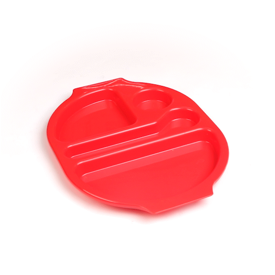 RW Kids Red Plastic Lunch Tray - 4 Compartments - 14 3/4" x 11" x 1" - 10 count box