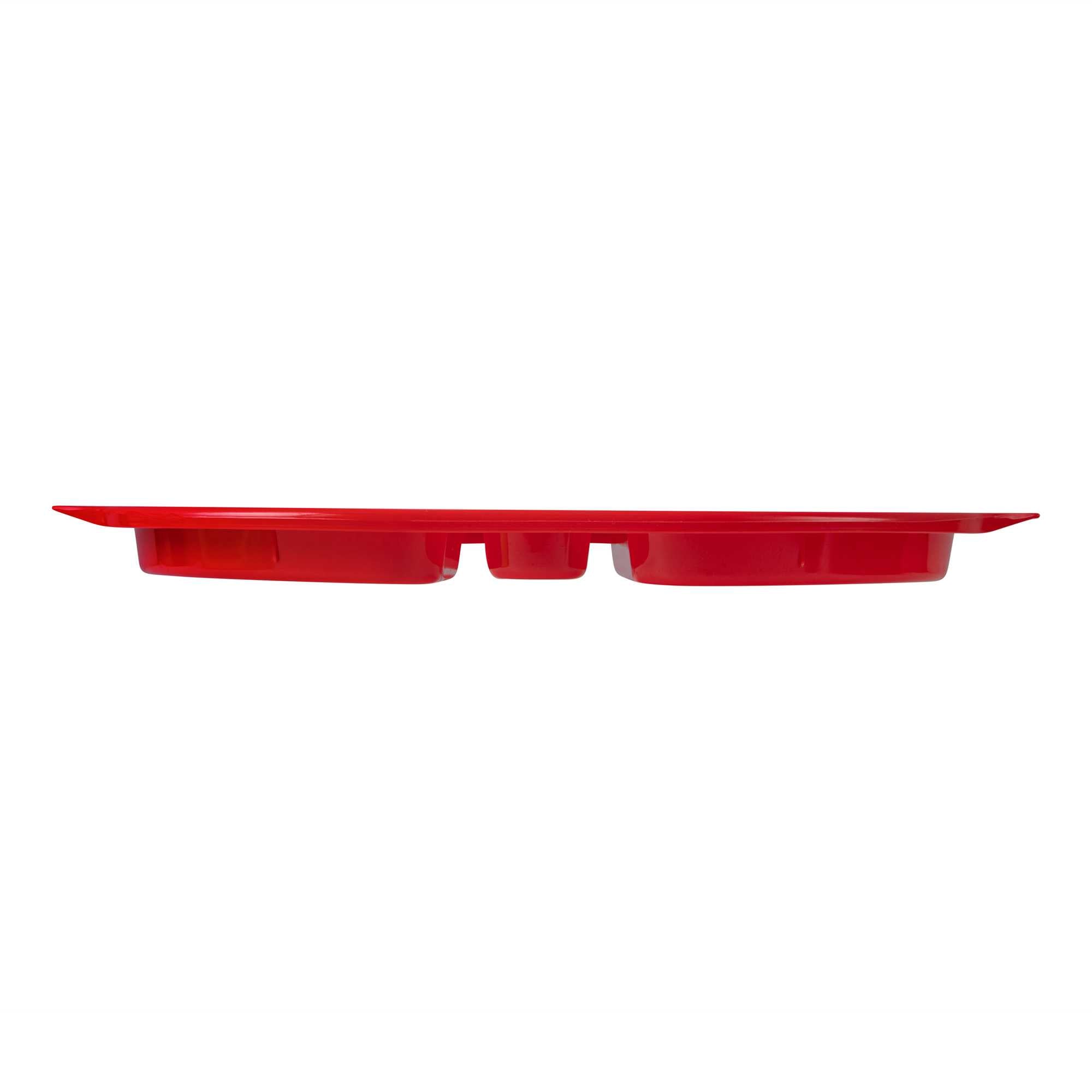 RW Kids Red Plastic Lunch Tray - 4 Compartments - 14 3/4" x 11" x 1" - 10 count box