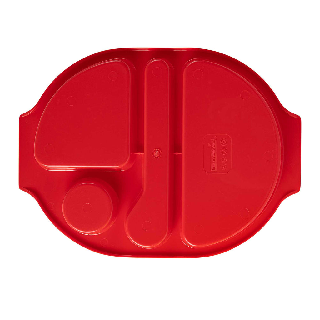 RW Kids Red Plastic Lunch Tray - 4 Compartments - 14 3/4" x 11" x 1" - 10 count box