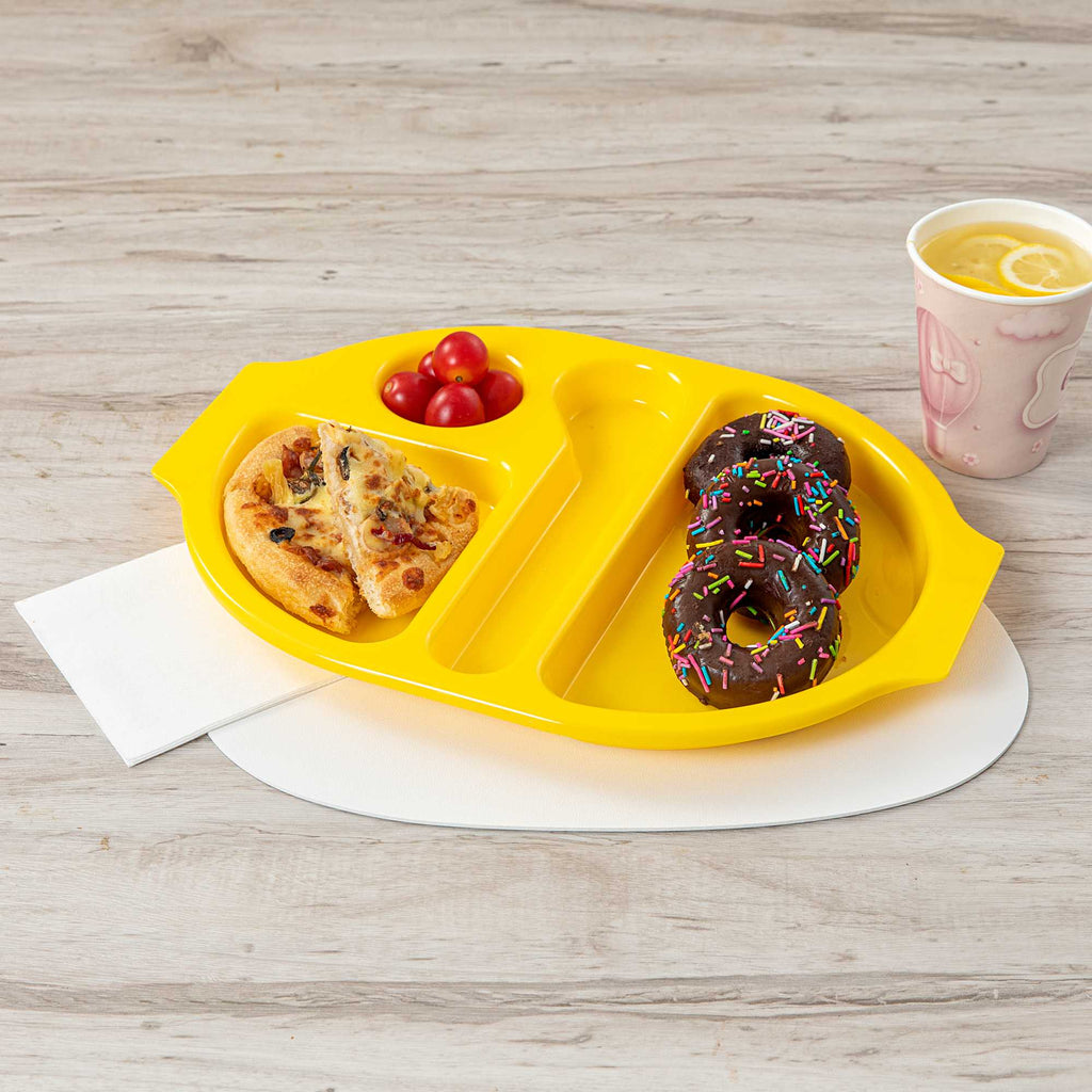 RW Kids Yellow Plastic Lunch Tray - 4 Compartments - 14 3/4" x 11" x 1" - 10 count box