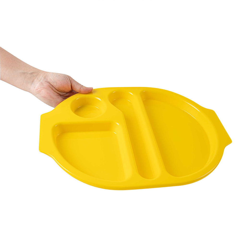 RW Kids Yellow Plastic Lunch Tray - 4 Compartments - 14 3/4" x 11" x 1" - 10 count box