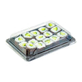 Roku Rectangle Black Plastic Take Out Sushi Tray - with Clear Lid - 6 1/2" x 4 1/4" x 1 1/2" - 100 count box