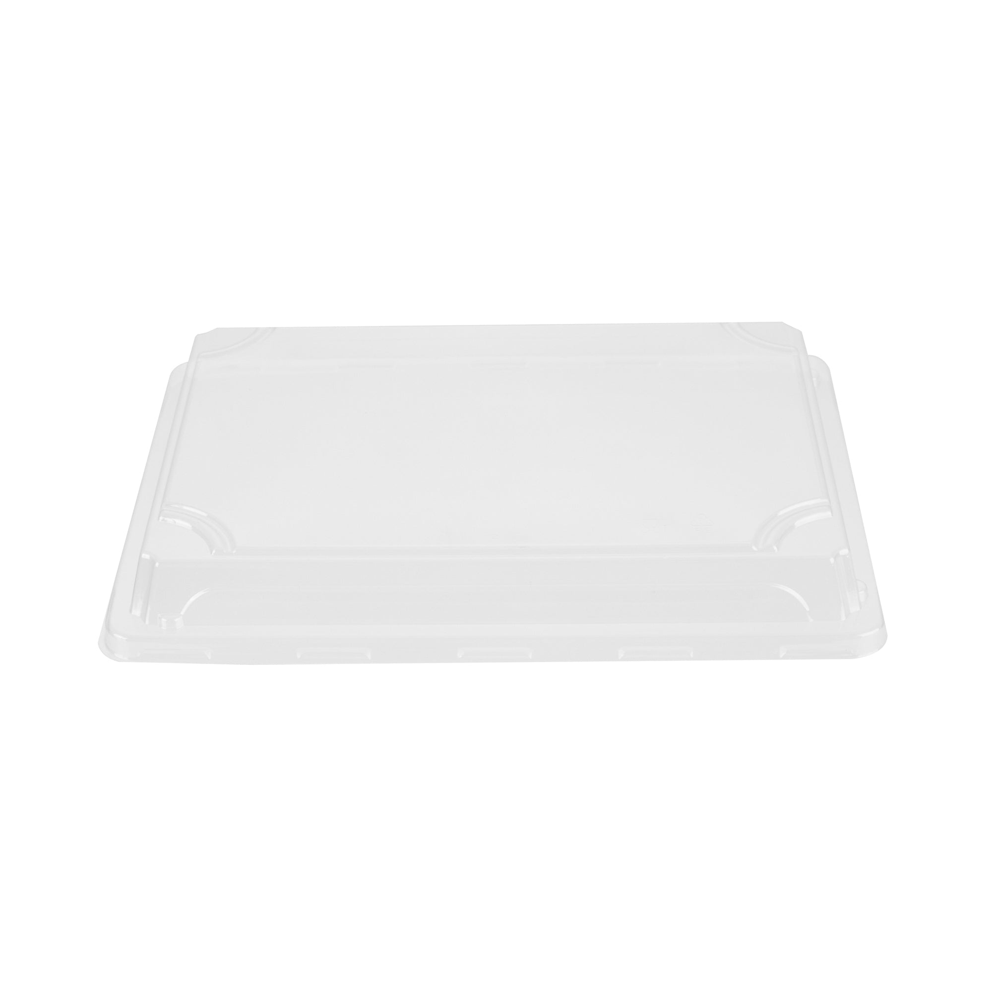 Roku Rectangle Black Plastic Take Out Sushi Tray - with Clear Lid - 10" x 7 1/4" x 1 3/4" - 100 count box