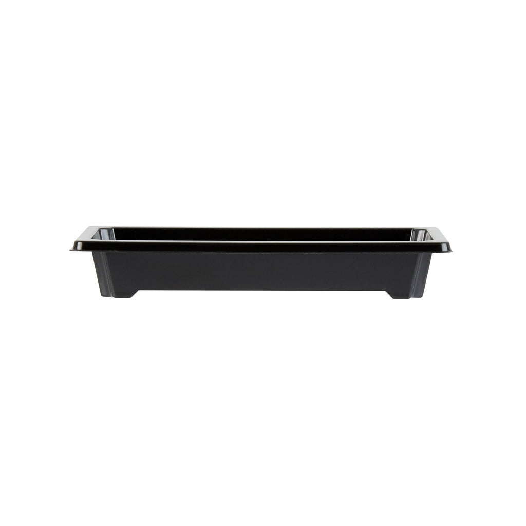 Roku Rectangle Black Plastic Take Out Sushi Tray - with Clear Lid - 5 1/4" x 3 1/4" x 1 1/2" - 100 count box