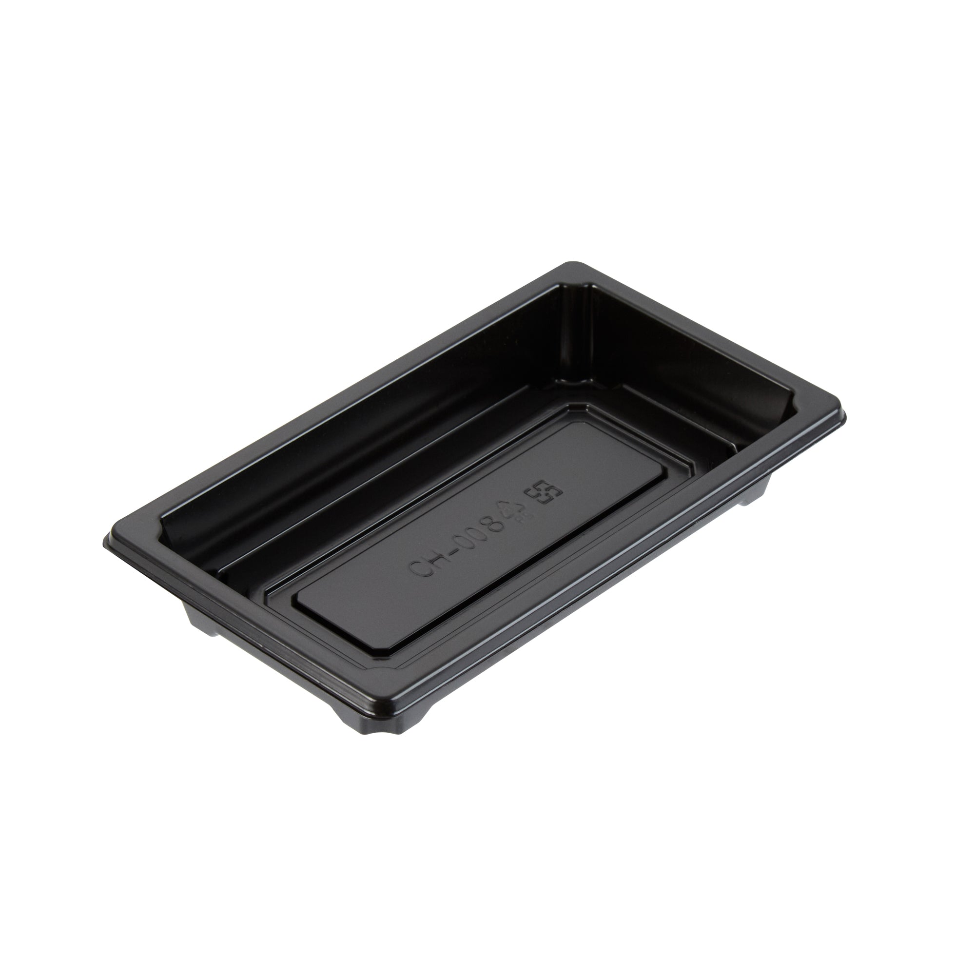 Roku Rectangle Black Plastic Take Out Sushi Tray - with Clear Lid - 5 1/4" x 3 1/4" x 1 1/2" - 100 count box