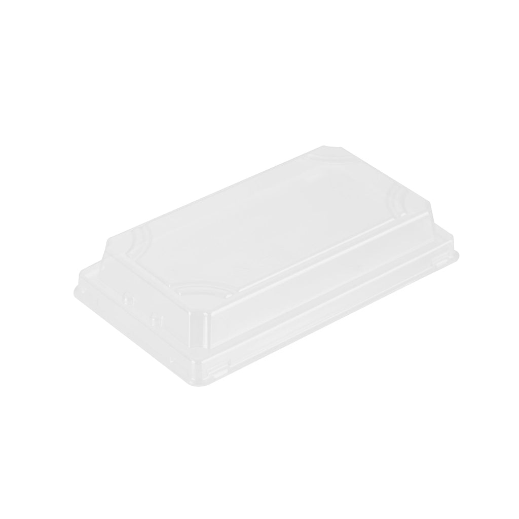 Roku Rectangle Black Plastic Take Out Sushi Tray - with Clear Lid - 5 1/4" x 3 1/4" x 1 1/2" - 100 count box