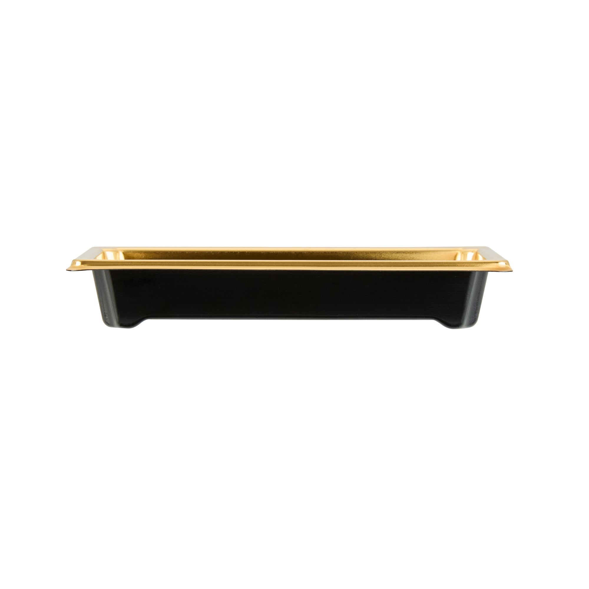 Roku Rectangle Gold Plastic Take Out Sushi Tray - with Clear Lid - 5 1/4" x 3 1/4" x 1 1/2" - 100 count box