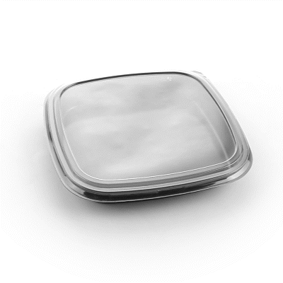 Roku Square Black Plastic Take Out Sushi Tray - with Clear Lid - 10 3/4" x 10 3/4" x 1 3/4" - 50 count box
