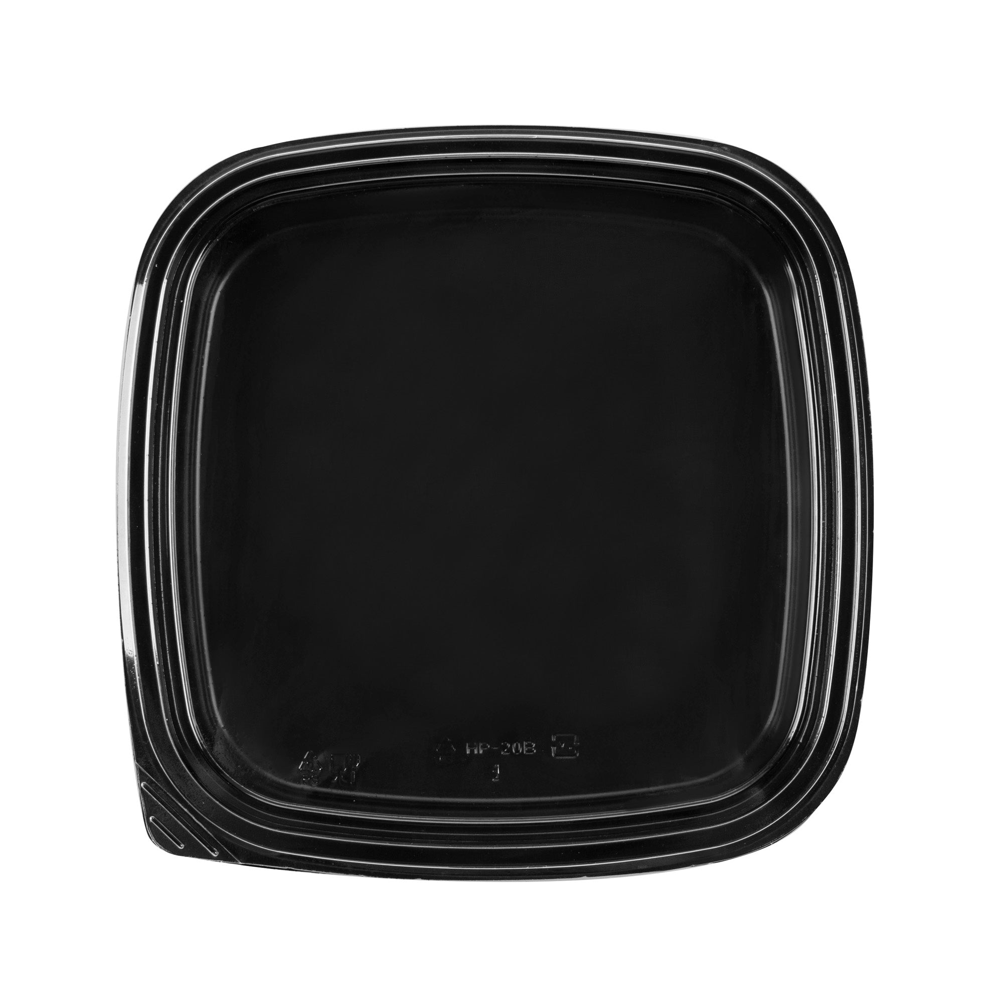 Roku Square Black Plastic Take Out Sushi Tray - with Clear Lid - 10 3/4" x 10 3/4" x 1 3/4" - 50 count box