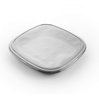 Roku Square Black Plastic Take Out Sushi Tray - with Clear Lid - 12 1/2" x 12 1/2" x 1 3/4" - 50 count box