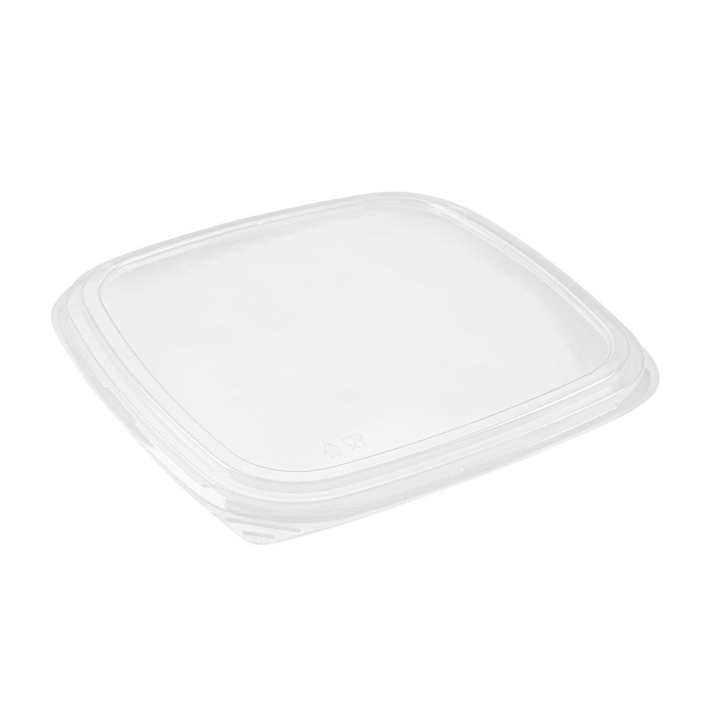 Roku Square Black Plastic Take Out Sushi Tray - with Clear Lid - 12 1/2" x 12 1/2" x 1 3/4" - 50 count box