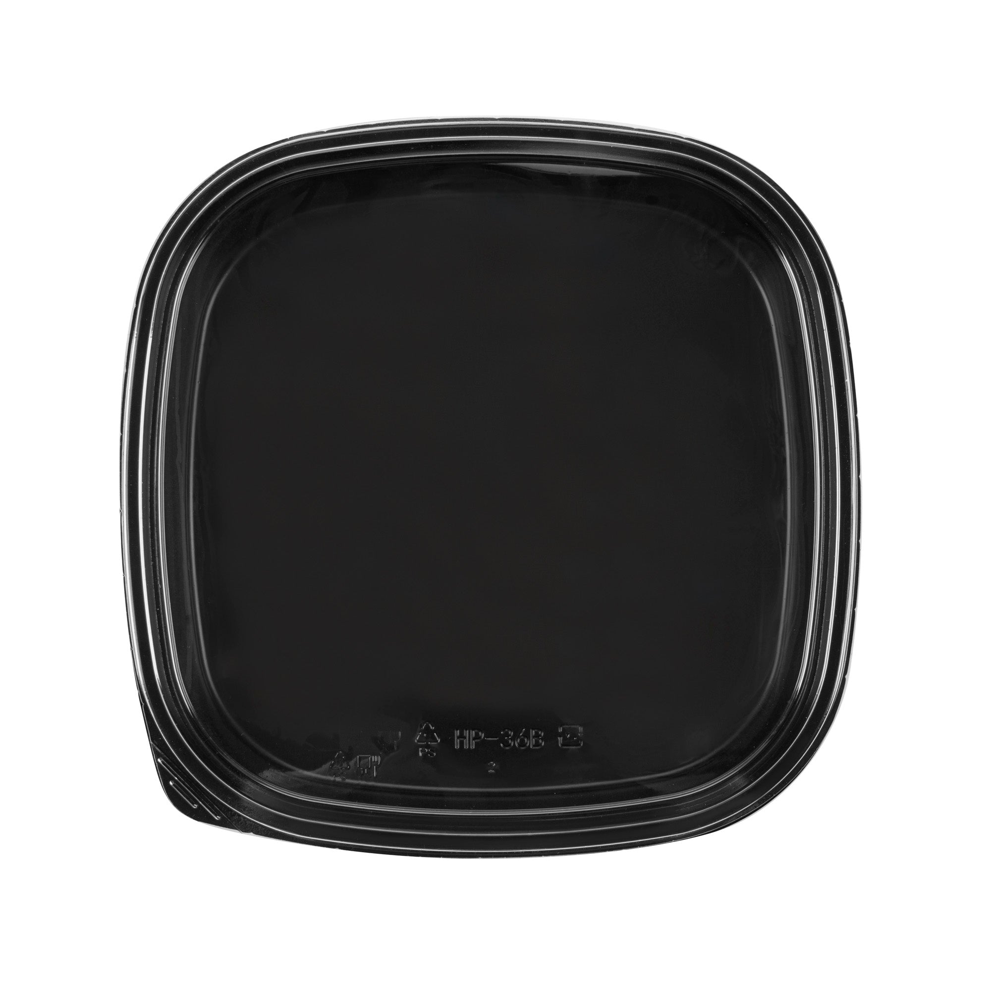 Roku Square Black Plastic Take Out Sushi Tray - with Clear Lid - 12 1/2" x 12 1/2" x 1 3/4" - 100 count box