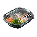 Chef 101 24 oz Rectangle Black Plastic Food Container - with Clear Lid, Microwavable - 7 3/4" x 6 1/4" x 2 1/4" - 100 count box