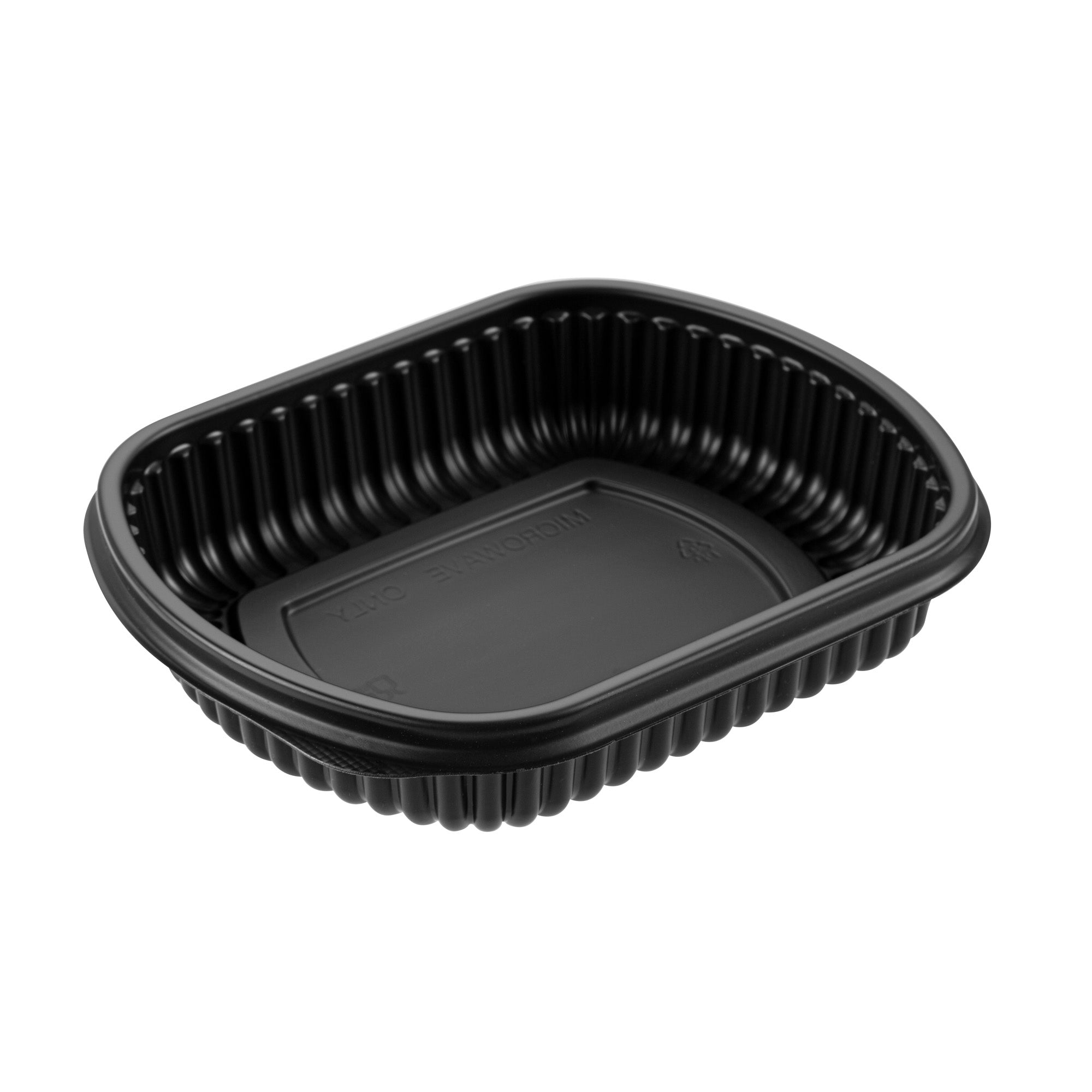 Chef 101 24 oz Rectangle Black Plastic Food Container - with Clear Lid, Microwavable - 7 3/4" x 6 1/4" x 2 1/4" - 100 count box