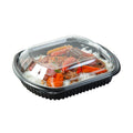 Chef 101 36 oz Rectangle Black Plastic Food Container - with Clear Lid, Microwavable - 9 1/4" x 7 3/4" x 2 3/4" - 50 count box