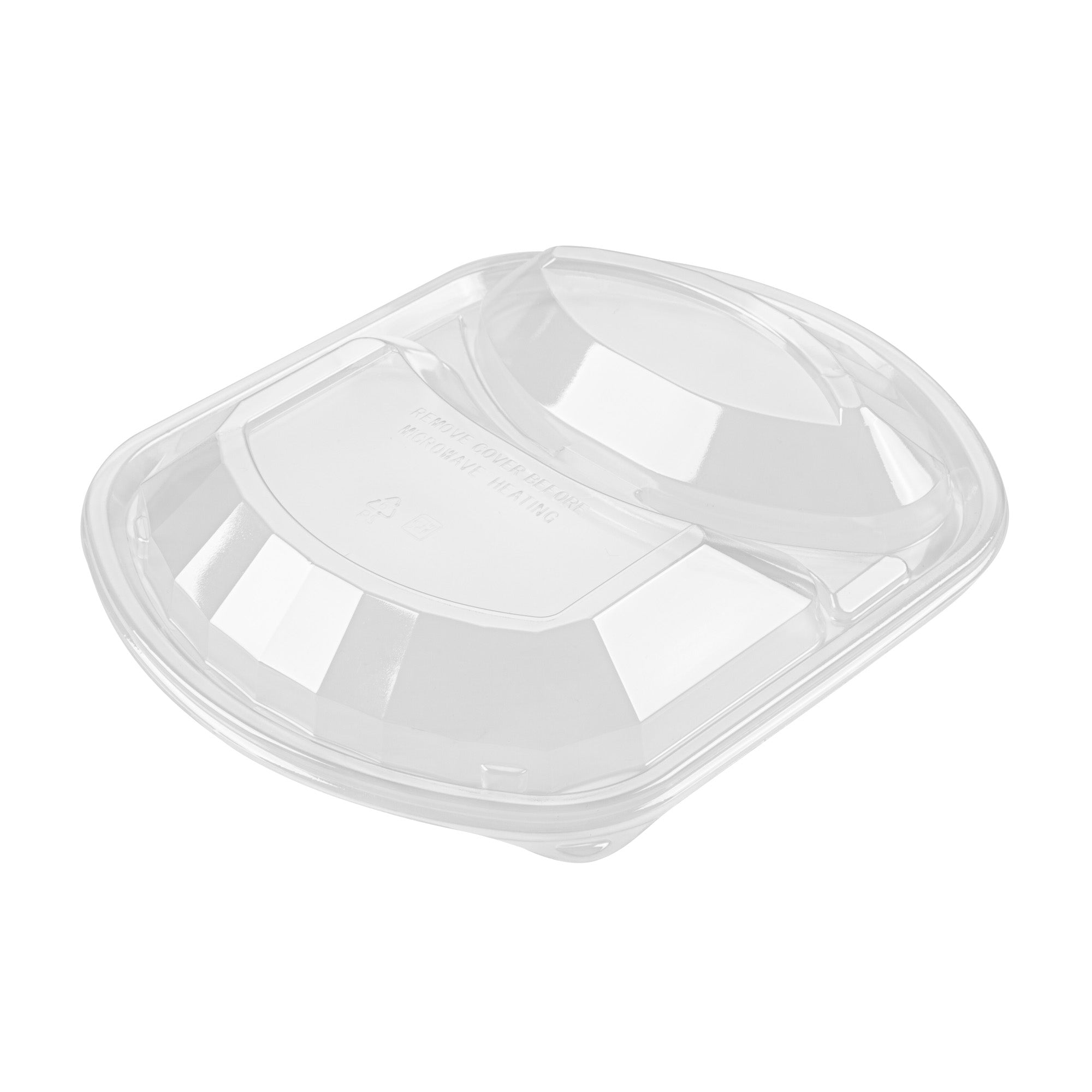 Chef 101 36 oz Rectangle Black Plastic Food Container - with Clear Lid, Microwavable, 2 Compartments - 9 1/4" x 8" x 2 3/4" - 100 count box